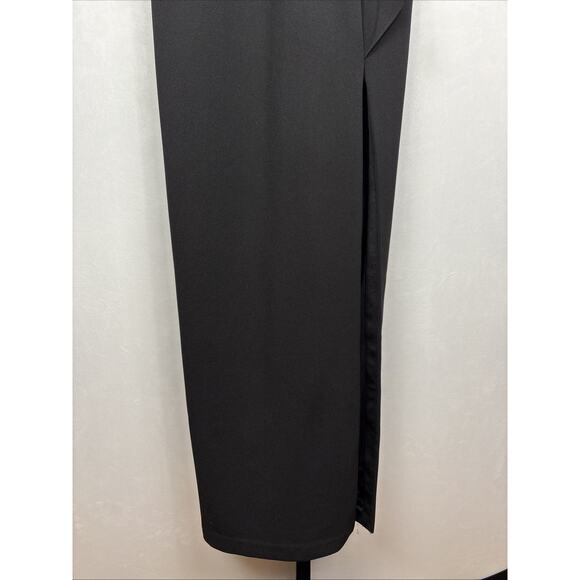 Adrianna Papell Plaid Beaded Formal Dress Women's 10 Black Side Slit Elegant - Picture 5 of 15